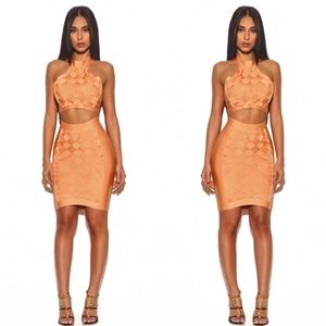 LATTICE WEAVE DETAIL TWO PIECE BANDAGE SET